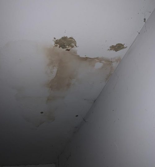 Water stain from roof leak